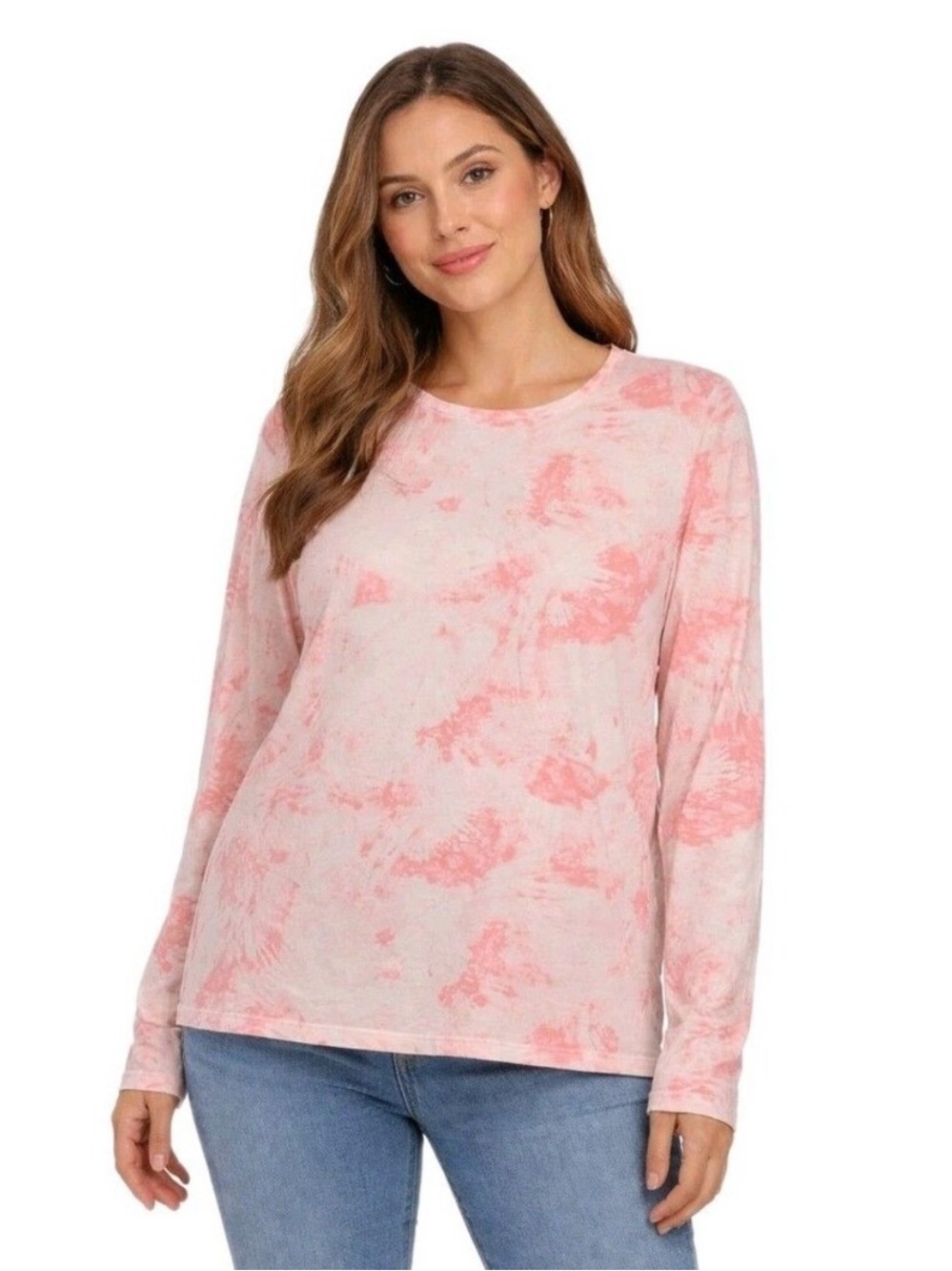 HANG TEN UV Protection UPF 50+ Tie Dye Pocket Pink Surf Top, S, 18” PTP, 22” L